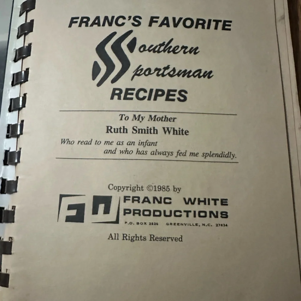 Francs Favorite Southern Sportsman Recipes Cookbook Fish and Game 1985